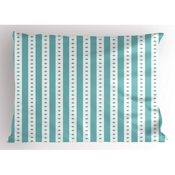 Ambesonne Vintage Pillow Sham, Retro Dots and Stripes, 26" X 20", Mint Green and White
