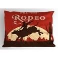 thumbnail image 1 of Ambesonne Vintage Pillow Sham, Rodeo Cowboy Rides Bull, 26" X 20", Orange Brown, 1 of 2