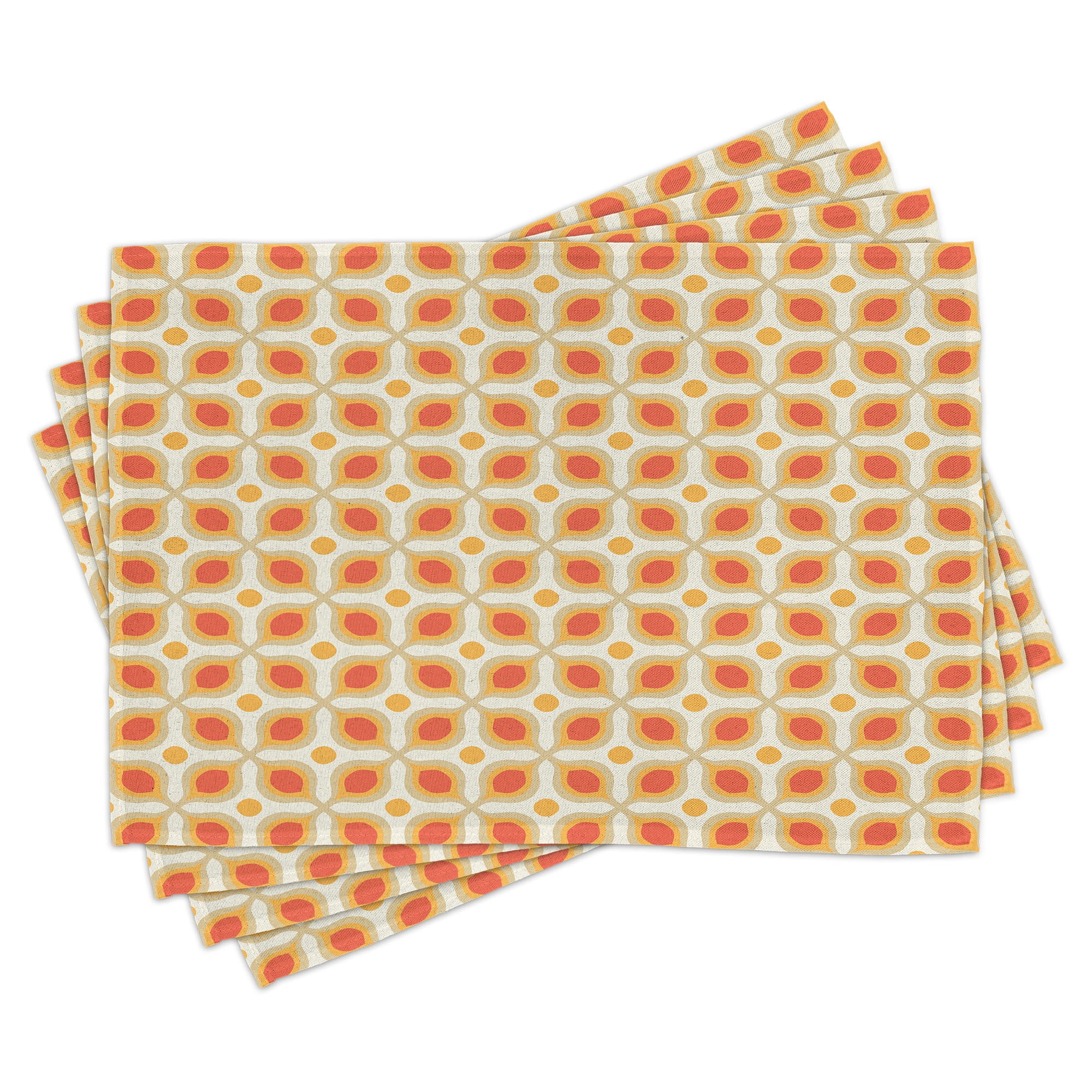 Ambesonne Vintage Place Mats Set of 4, 70s Boho Geometric, Standard ...
