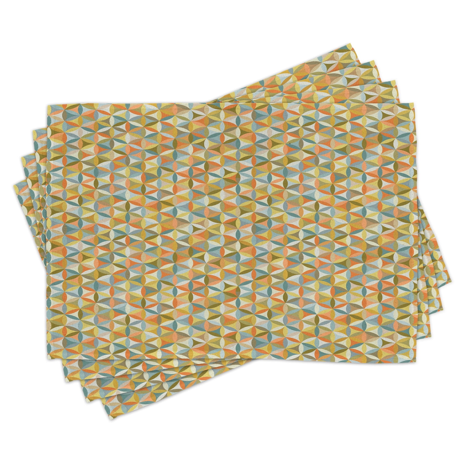 Ambesonne Vintage Place Mats Set of 4, Interlace Rounds Oval, Standard ...