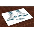 thumbnail image 1 of Ambesonne Vintage Place Mats Set of 4, Retro Roller Skates, Standard Size, Teal White, 1 of 4