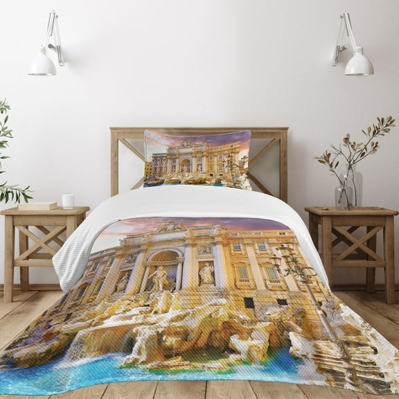 Ambesonne Vintage Quilted Bedspread Set 2 Pcs, Culture Photography, Twin Size, Multicolor