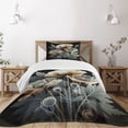 thumbnail image 1 of Ambesonne Vintage Quilted Bedspread Set 2 Pcs, Dreamy Poppy Flowers Leaves, Twin Size, Laurel Green Black Tan, 1 of 4