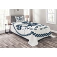 thumbnail image 1 of Ambesonne Vintage Quilted Bedspread Set 2 Pcs, Nautical Pirate Skull, Twin Size, Dark Blue White, 1 of 6