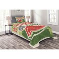 thumbnail image 1 of Ambesonne Vintage Quilted Bedspread Set 2 Pcs, Old Faded Funny Graphic, Twin Size, Green Red Ecru, 1 of 3