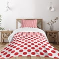 thumbnail image 1 of Ambesonne Vintage Quilted Bedspread Set 2 Pcs, Pop Art Retro Dots, Twin Size, Vermilion White, 1 of 3
