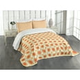 thumbnail image 1 of Ambesonne Vintage Quilted Bedspread Set 3 Pcs, 70s Boho Geometric, Queen Size, Orange Cream, 1 of 5
