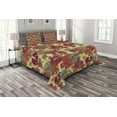 thumbnail image 1 of Ambesonne Vintage Quilted Bedspread Set 3 Pcs, Exotic Wild Tropic Birds, King Size, Beige Red, 1 of 5