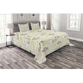 thumbnail image 1 of Ambesonne Vintage Quilted Bedspread Set 3 Pcs, Farm Florals Swirl, King Size, Charcoal Grey Marigold, 1 of 3