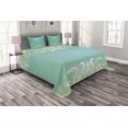 thumbnail image 1 of Ambesonne Vintage Quilted Bedspread Set 3 Pcs, Flora Curlicues, King Size, Seafoam Cream, 1 of 3