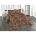 thumbnail image 1 of Ambesonne Vintage Quilted Bedspread Set 3 Pcs, Flora Repeating Flowers Art, Queen, Dark Rosewood and Brown, 1 of 4