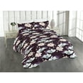 thumbnail image 1 of Ambesonne Vintage Quilted Bedspread Set 3 Pcs, Floral Wild Boho Flowers, King, Dark Maroon and Pale Salmon, 1 of 4