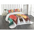 thumbnail image 1 of Ambesonne Vintage Quilted Bedspread Set 3 Pcs, I Love Seventies Pastel, Queen Size, Multicolor, 1 of 5