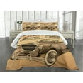 thumbnail image 1 of Ambesonne Vintage Quilted Bedspread Set 3 Pcs, Old Style Car Repair, Queen Size, Sepia Red, 1 of 3