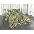thumbnail image 1 of Ambesonne Vintage Quilted Bedspread Set 3 Pcs, Oriental Mandala Motif Art, Twin, Hunter Green and Earth Yellow, 1 of 4