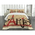 thumbnail image 1 of Ambesonne Vintage Quilted Bedspread Set 3 Pcs, Paris Eiffel Tower View, Queen Size, Red Brown Ecru, 1 of 5
