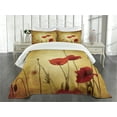 thumbnail image 1 of Ambesonne Vintage Quilted Bedspread Set 3 Pcs, Poppy Flowers Bohemian, Queen Size, Pale Brown Vermilion, 1 of 5