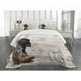 thumbnail image 1 of Ambesonne Vintage Quilted Bedspread Set 3 Pcs, Rodeo Cowboy Grunge Hat, King Size, Black Brown, 1 of 5