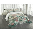 thumbnail image 1 of Ambesonne Vintage Quilted Bedspread Set 3 Pcs, Spring Aura Daisy Garden, Queen Size, Aqua Blush Off White, 1 of 4