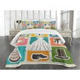 thumbnail image 1 of Ambesonne Vintage Quilted Bedspread Set 3 Pcs, Wedding Theme Poster, Queen Size, Multicolor, 1 of 5
