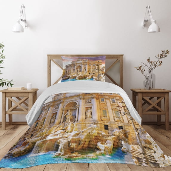 Ambesonne Vintage Quilted Coverlet 2 Pcs, Culture Photography, Twin Size, Multicolor