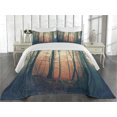thumbnail image 1 of Ambesonne Vintage Quilted Coverlet 3 Pcs, Autumn Forest Woodland, King Size, Coral Dark Green, 1 of 4