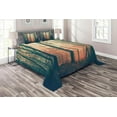 thumbnail image 1 of Ambesonne Vintage Quilted Coverlet 3 Pcs, Autumn Forest Woodland, Queen Size, Coral Dark Green, 1 of 2