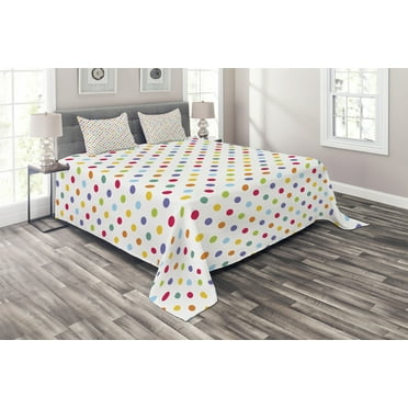 Ambesonne Vintage Quilted Coverlet 3 Pcs, Circular Vintage Fashion, King Size, Multicolor