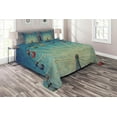 thumbnail image 1 of Ambesonne Vintage Quilted Coverlet 3 Pcs, Ferris Wheel Fun Retro, Queen Size, Blue, 1 of 2