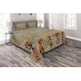 thumbnail image 1 of Ambesonne Vintage Quilted Coverlet 3 Pcs, Folkloric Boho African, Queen Size, Seafoam Cocoa, 1 of 2