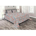 thumbnail image 1 of Ambesonne Vintage Quilted Coverlet 3 Pcs, Retro Bohemian Floral, King Size, Red Blue White, 1 of 2