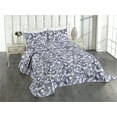thumbnail image 1 of Ambesonne Vintage Quilted Coverlet 3 Pcs, Retro Butterfly Flower Art, King Size, Dark Indigo Grey and White, 1 of 4