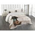 thumbnail image 1 of Ambesonne Vintage Quilted Coverlet 3 Pcs, Rodeo Cowboy Grunge Hat, King Size, Black Brown, 1 of 4