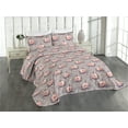 thumbnail image 1 of Ambesonne Vintage Quilted Coverlet 3 Pcs, Roses on Muted Polka Dots, Queen Size, Taupe Grey Coral Blush, 1 of 4
