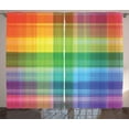 thumbnail image 1 of Ambesonne Vintage Rainbow Curtains 2 Panel Set, Retro Plaid, 108" x 63", Multicolor, 1 of 3