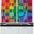 thumbnail image 1 of Ambesonne Vintage Rainbow Kitchen Curtains, Plaid Art Pattern, 55"x39", Multicolor, 1 of 2