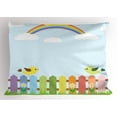 thumbnail image 1 of Ambesonne Vintage Rainbow Pillow Sham, Birds on Fence, 26" X 20", Multicolor, 1 of 2