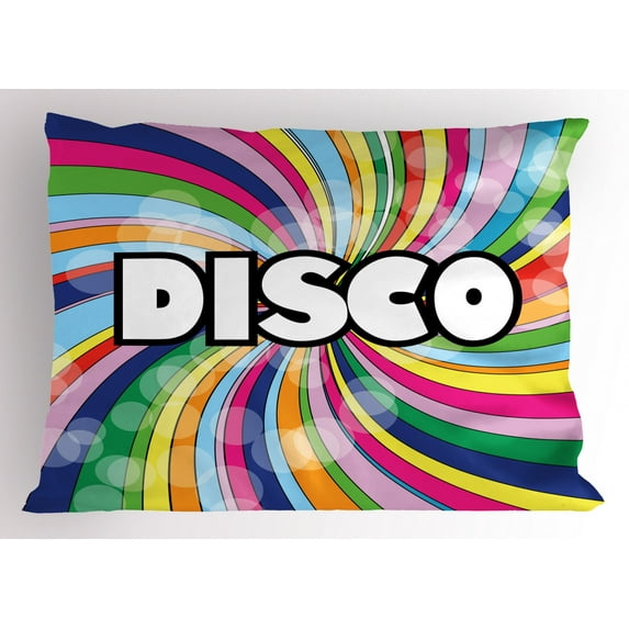 Ambesonne Vintage Rainbow Pillow Sham, Eighties Disco, 26" X 20", Multicolor