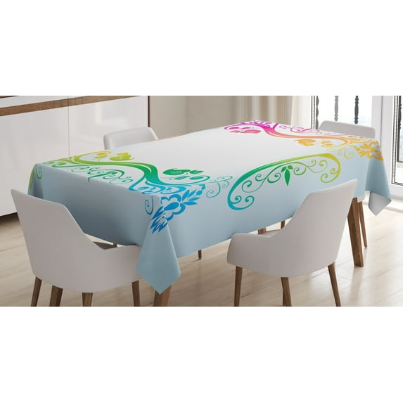 Ambesonne Vintage Rainbow Tablecloth Rectangular Table Cover, Victorian Motif, 52"x70", Multicolor
