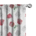 thumbnail image 1 of Ambesonne Vintage Rose Window Curtains, Flowers Sketch Art, Each 28" W x 63" L, Laurel Green Pastel Pink, 1 of 4