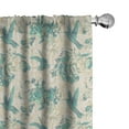 thumbnail image 1 of Ambesonne Vintage Rose Window Curtains, Grunge Bird and Leaves, Each 28" W x 84" L, Eggshell Seafoam, 1 of 4
