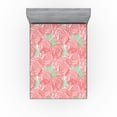 thumbnail image 1 of Ambesonne Vintage Rose Fitted Sheet, Romantic Minty Leaf, California King, Pastel Pink Sea Green, 1 of 5