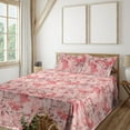 thumbnail image 1 of Ambesonne Vintage Rose Pattern Fitted & Flat Sheet with Sham 3 Pcs Set, Garden Scenery, Twin XL, Blush Dark Coral Rose, 1 of 5
