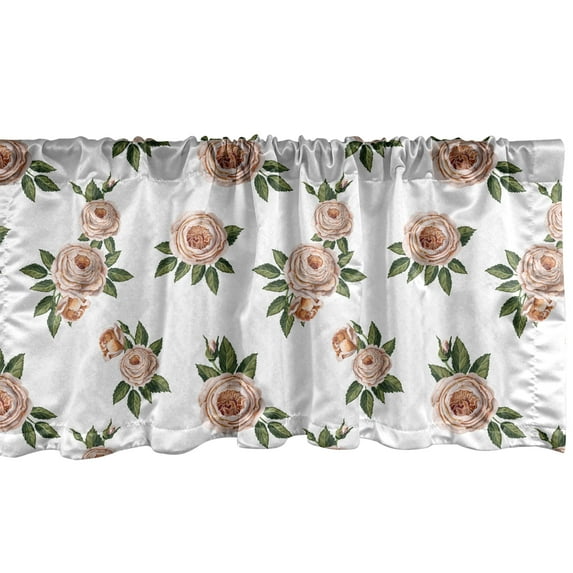 Ambesonne Vintage Rose Window Valance, Repetitive Flowers Art, 54" X 12", Multicolor