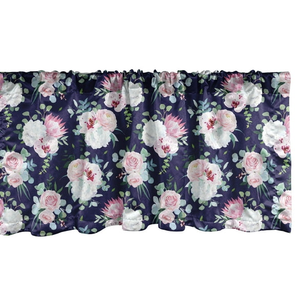 Ambesonne Vintage Rose Window Valance, Tender Floral Bouquet, 54" X 12", Indigo Multicolor