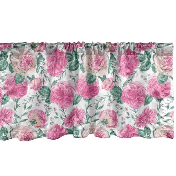 Ambesonne Vintage Rose Window Valance, Watercolor Look Flower, 54" X 12", Multicolor