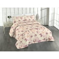 thumbnail image 1 of Ambesonne Vintage Roses Quilted Bedspread Set 3 Pcs, 90s Blooming Floral, Queen, Cream Dried Rose Blush, 1 of 4