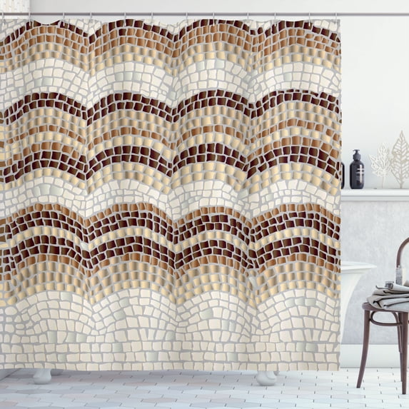 Ambesonne Vintage Shower Curtain, Antique Mosaic Effect, 69"Wx70"L, Beige Brown Tan