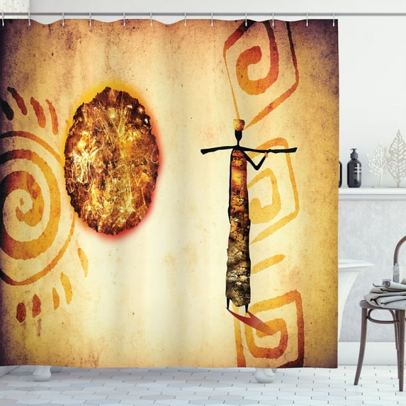 Ambesonne Vintage Shower Curtain, Brown Tribe Art, 69"Wx84"L, Brown Tan