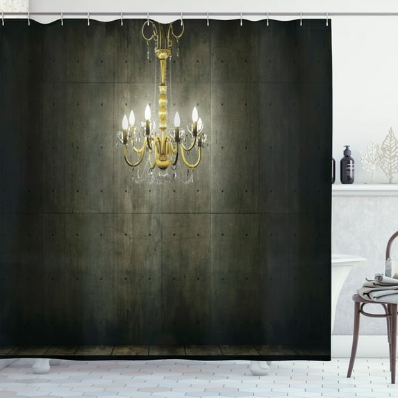 Ambesonne Vintage Shower Curtain, Classic Dark Chandelier, 69"Wx75"L, Grey and Yellow